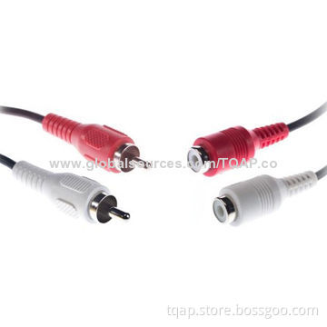 2 Phono Plugs to 2 Phono Sockets Audio Cable